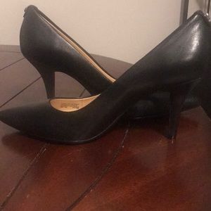 Black leather 3 inch heels